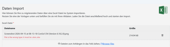 Screenshot von einem auftretendem Fehler in der Prozessmanagement-Software