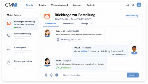 Kollaboration über Teams hinweg mit Case Management Software